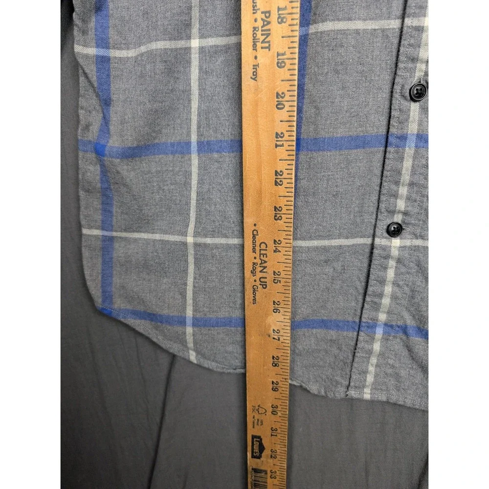 Banana Republic Men's‎ Size Large Button Up Shirt Gray Blue Plaid Long Sleeve